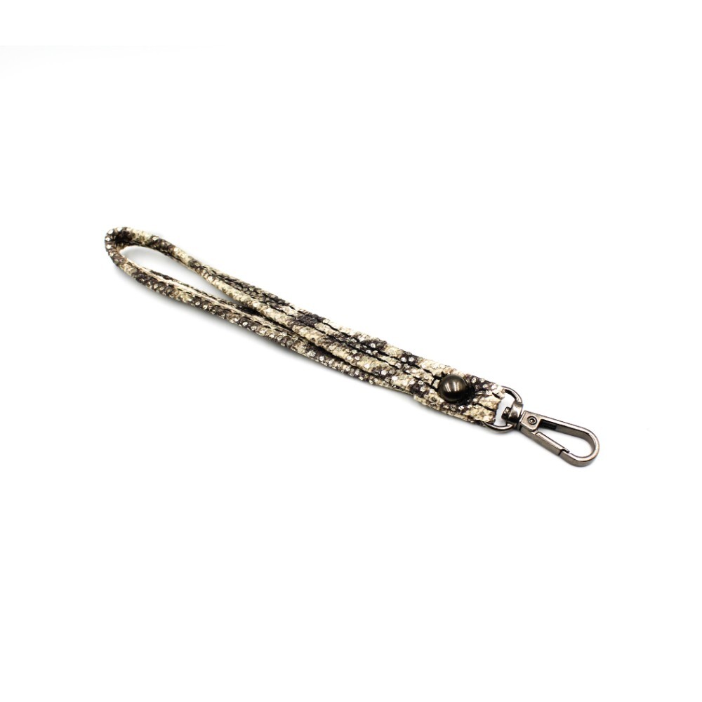 Leather wrist pouch in gold snake print - Zoe - 5