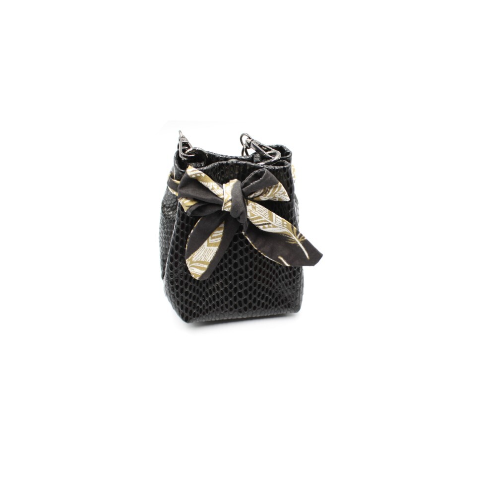 Handmade tiny bucket bag in black color - Erato - Black