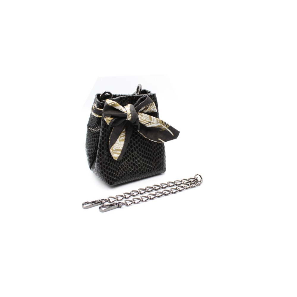 Handmade tiny bucket bag in black color - Erato - 2