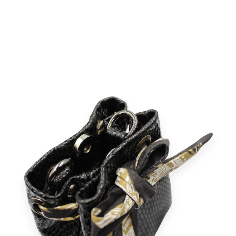 Handmade tiny bucket bag in black color - Erato - 4