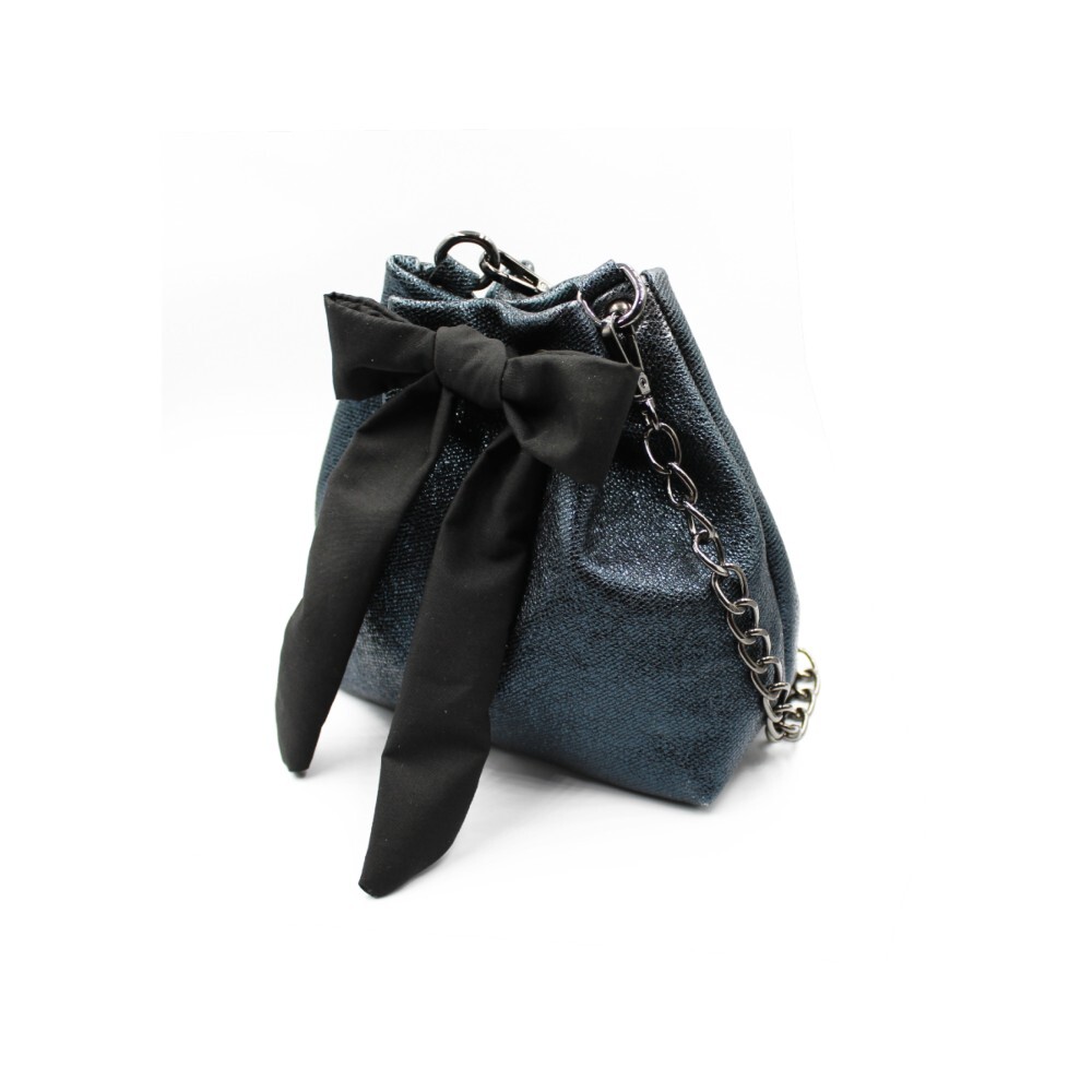 Handmade small leather bucket bag in metallic green color - Gaia - 3