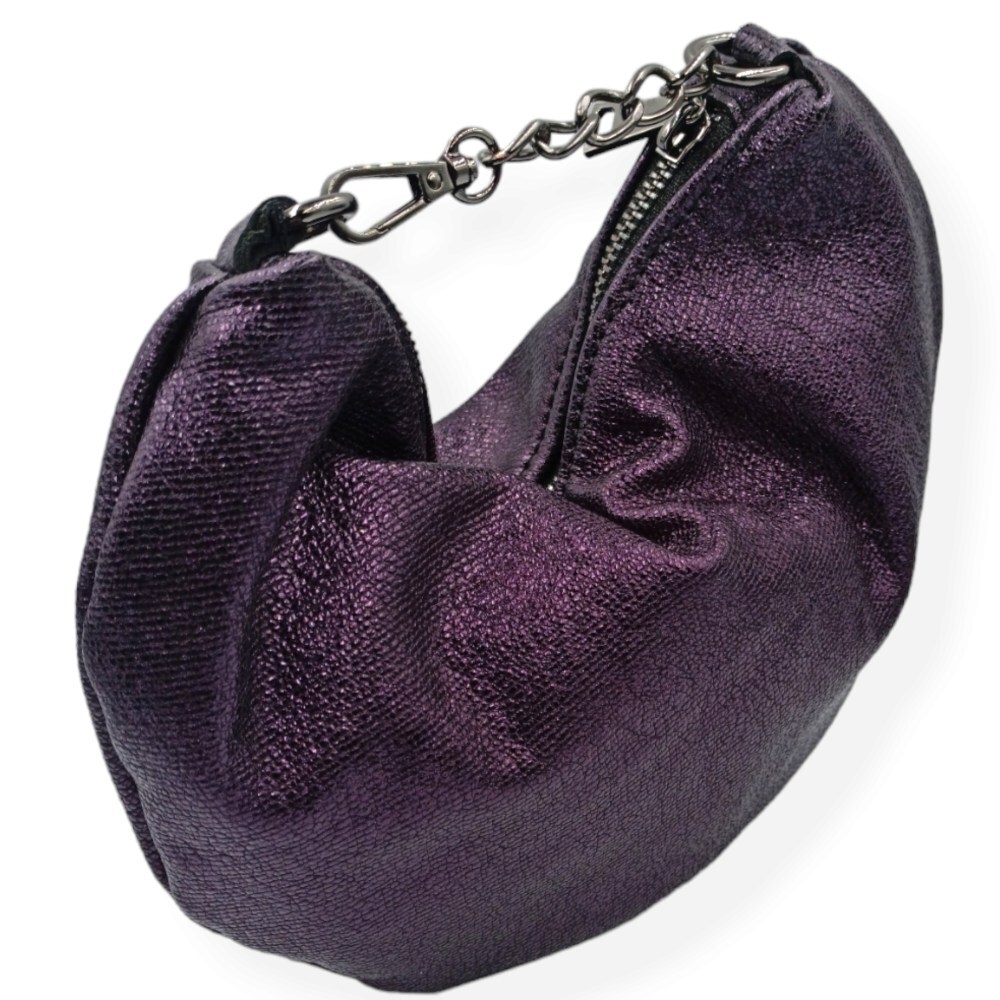 Small leather clutch in metallic purple color - Selini - 2