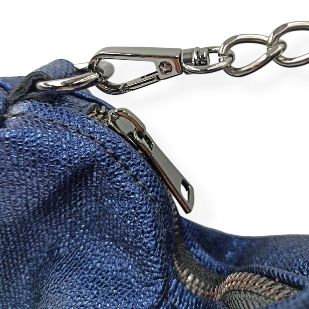 Handmade leather clutch in metallic blue color - Selini - 4