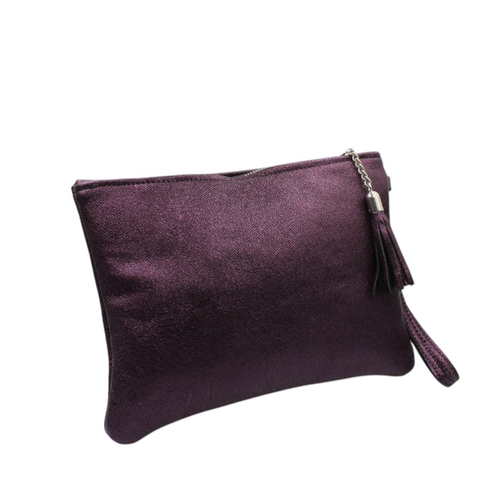 Handmade leather wristlet bag in purple color - Kallia - 3