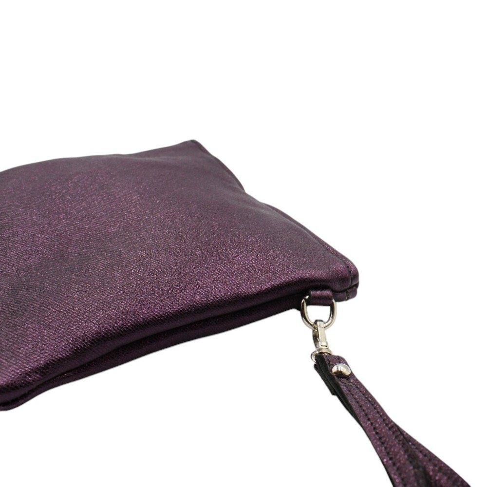 Handmade leather wristlet bag in purple color - Kallia - 4