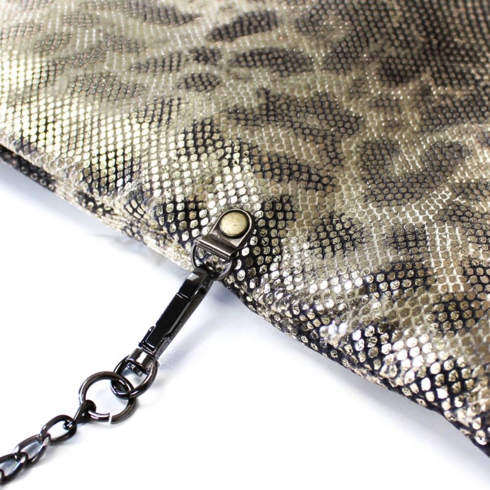 Handmade leather bag in silver snake print color - Sappho - 2