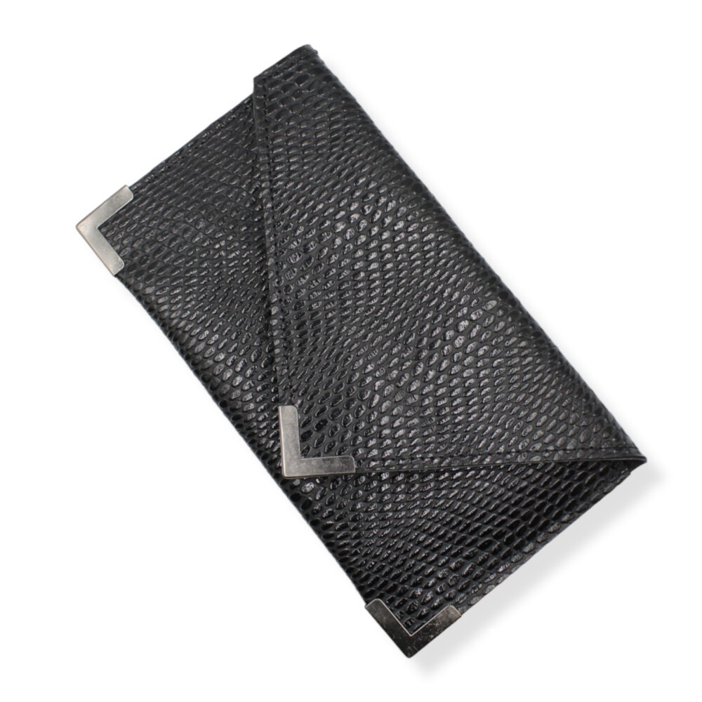 Small leather envelope bag in black color - 2