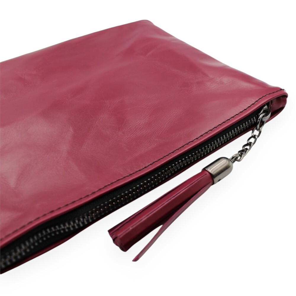 Handmade leather wrist clutch in deep pink color - Kallia - 3