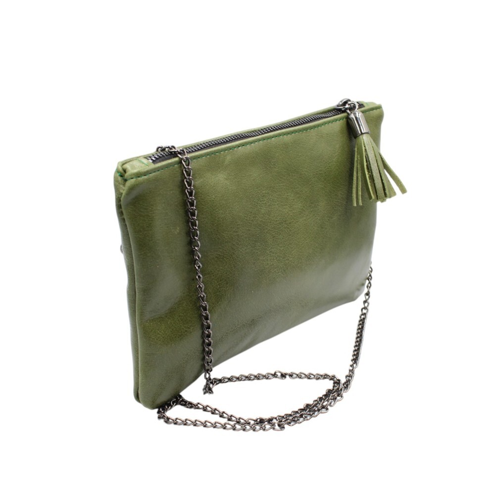 Handmade leather clutch in green color - Mira - 2