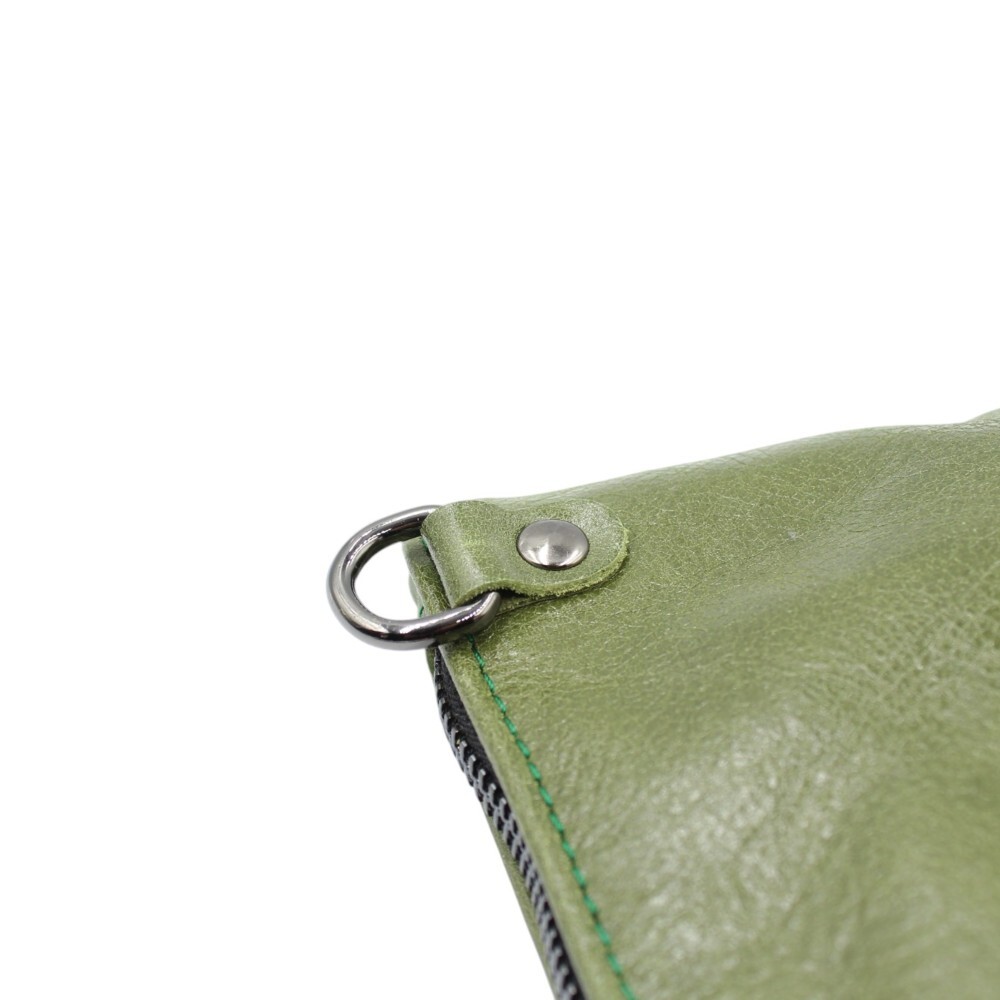 Handmade leather clutch in green color - Mira - 4