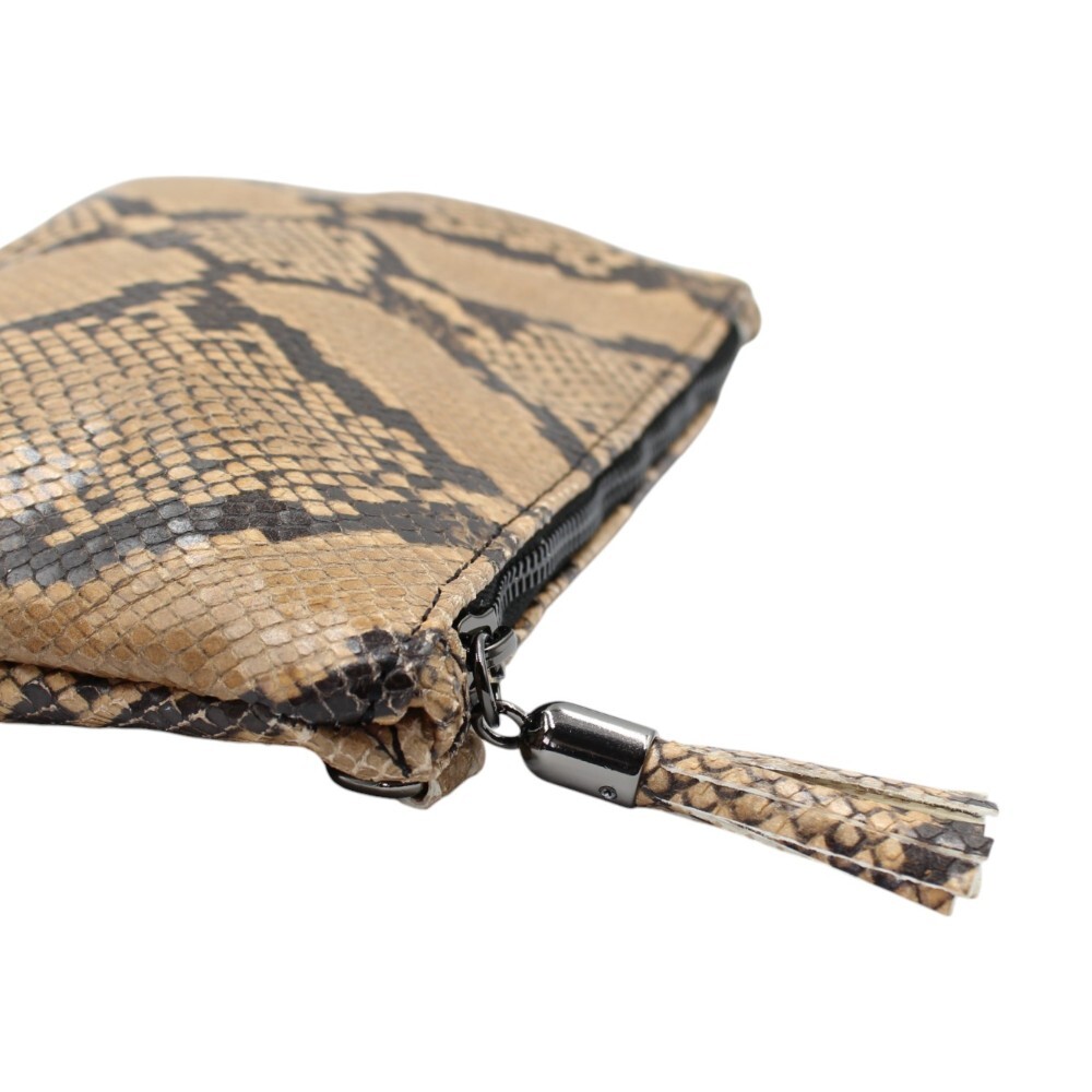 Handmade leather envelope in brown snake print - Mira - 4