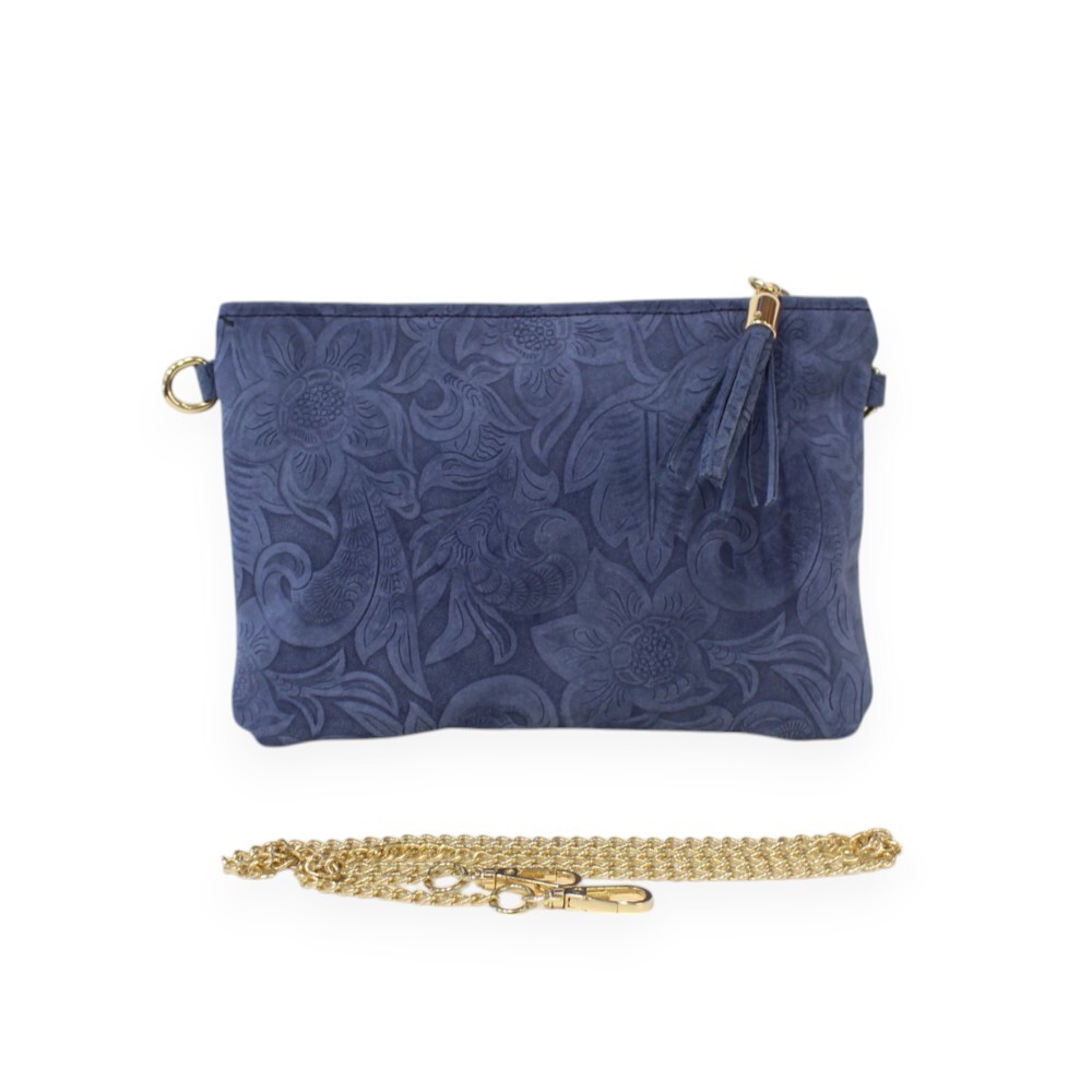 Leather handmade clutch in blue color - Mira - 3
