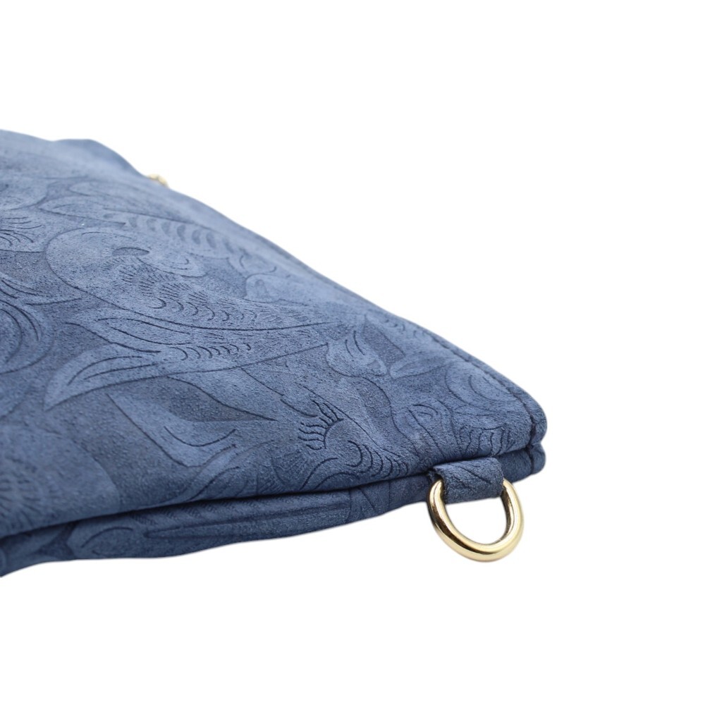 Leather handmade clutch in blue color - Mira - 5