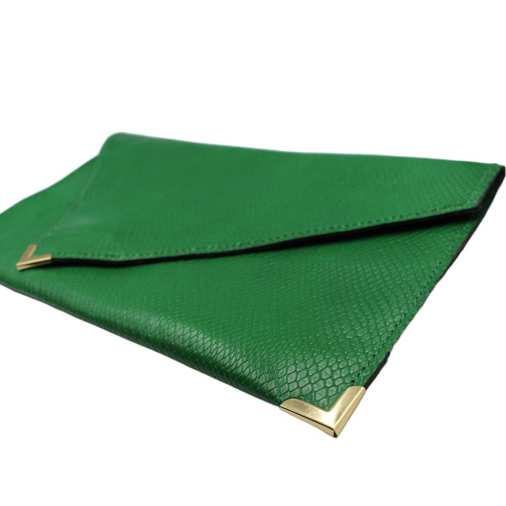 Handmade leather envelope bag in green color - Afroditi - 3
