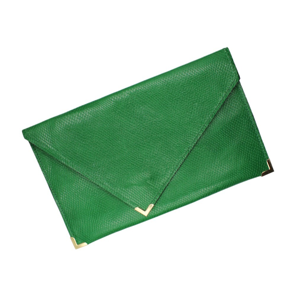 Handmade leather envelope bag in green color - Afroditi - 2