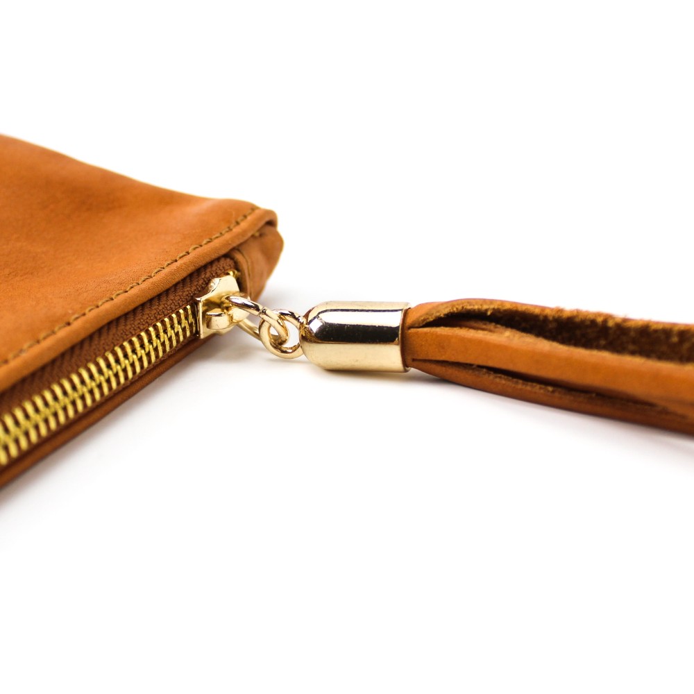 Leather foldable envelope clutch in tan color - Sappho - 4