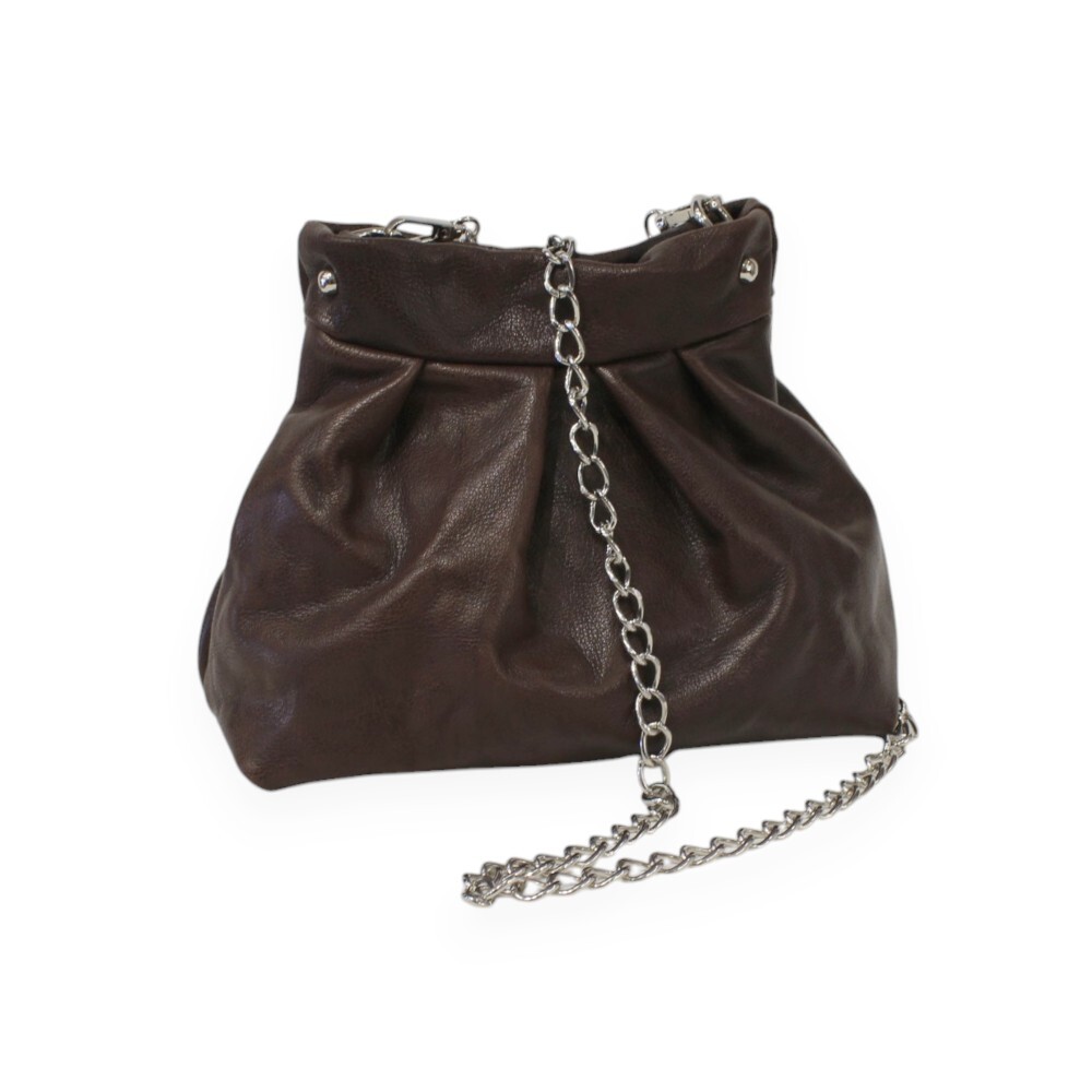 Leather bag with pleats in brown color - Danae - Brown