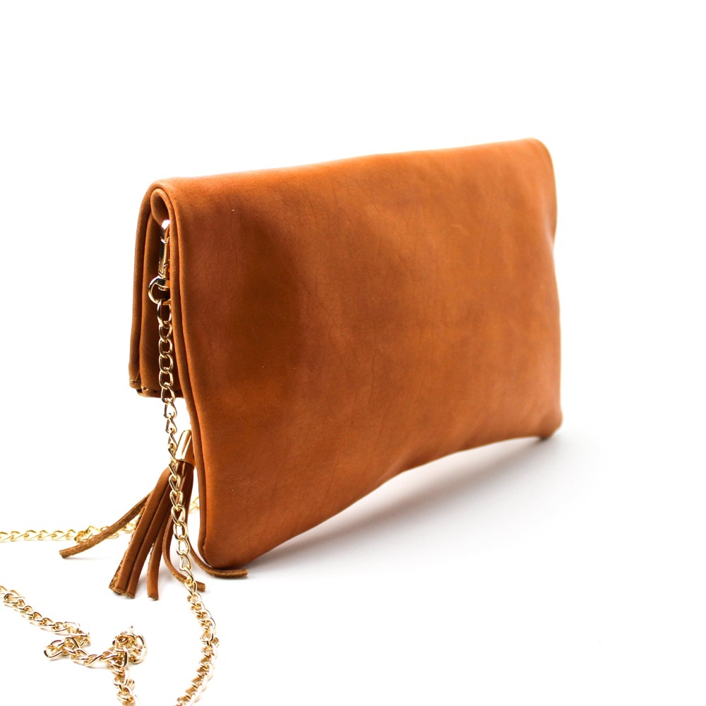 Leather foldable envelope clutch in tan color - Sappho - 3