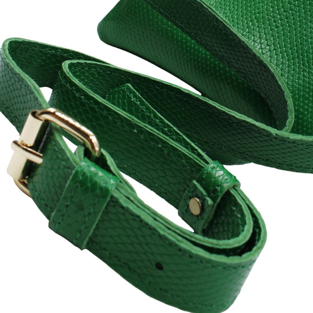 Handmade leather belt bag in green color - 4