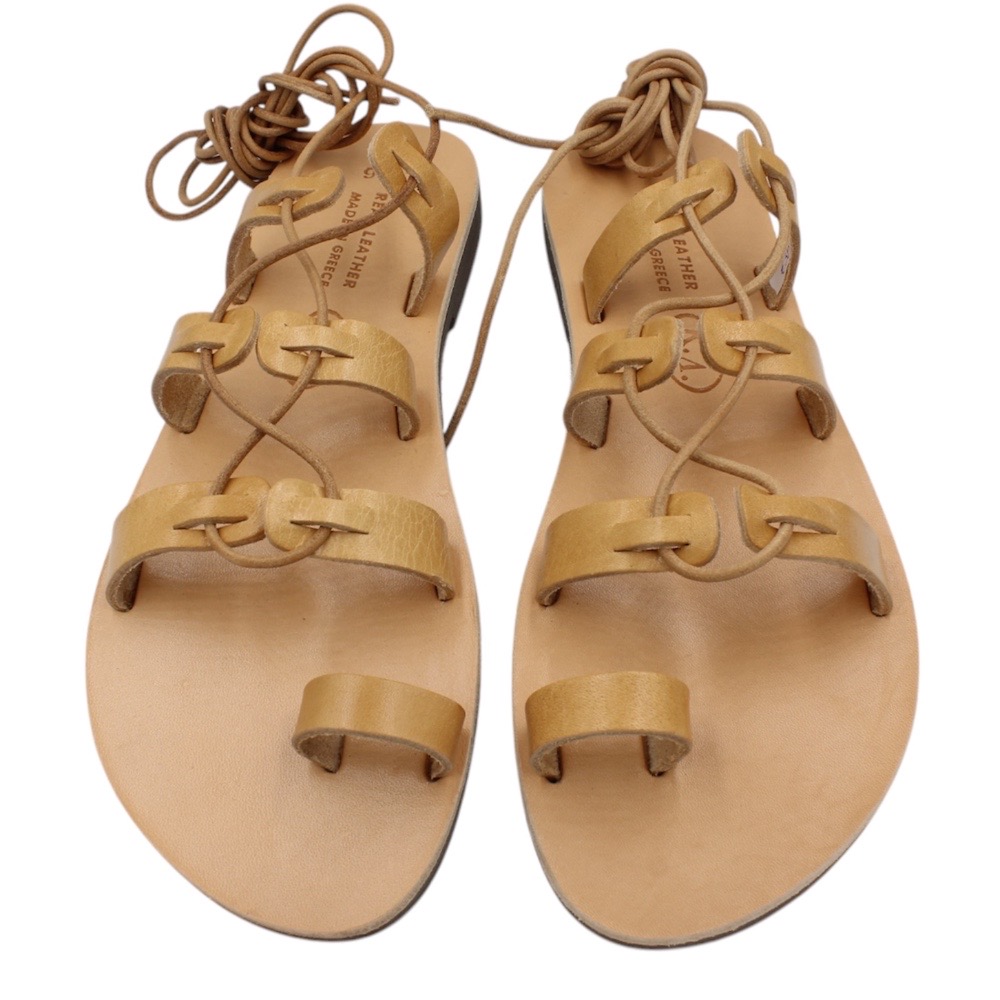 Handmade leather sandals in natural brown – ankle strap design - 3