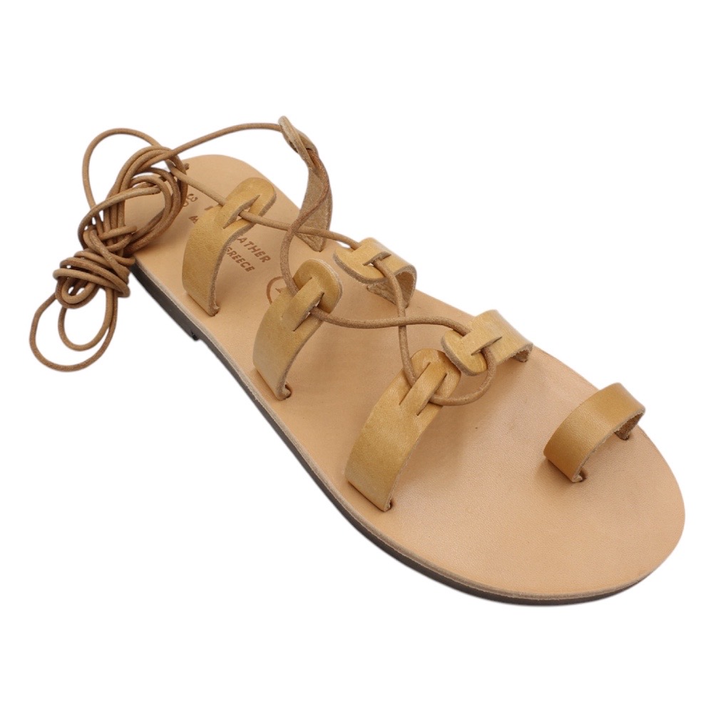 Handmade leather sandals in natural brown – ankle strap design - 5
