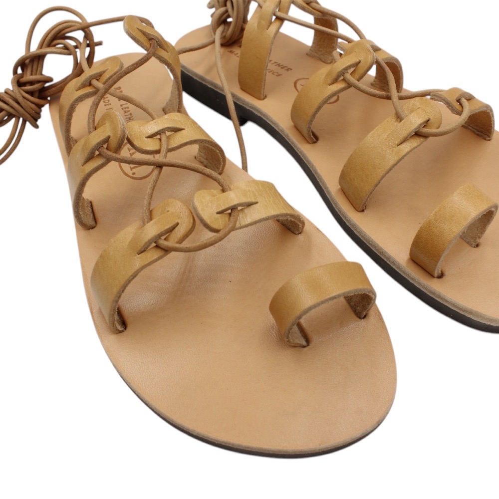 Handmade leather sandals in natural brown – ankle strap design - 4