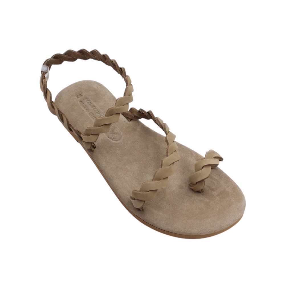 Handmade leather sandals with braids in sand color with soft insole - 4