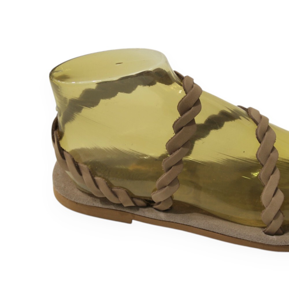 Handmade leather sandals with braids in sand color with soft insole - 5