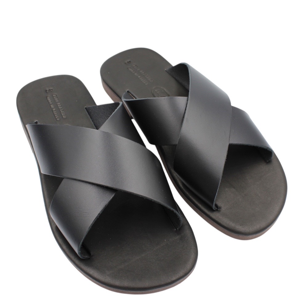 Men’s leather sandals in black color  with a soft leather insole - 2