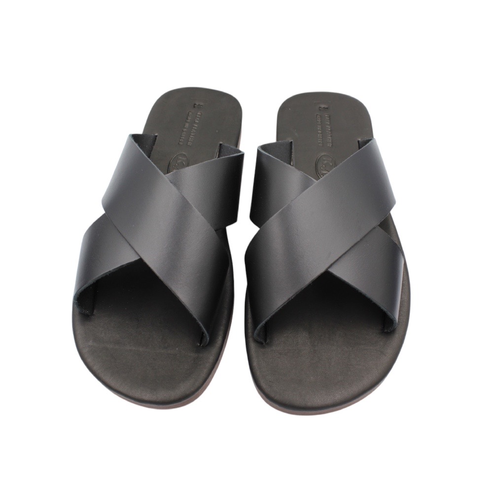 Men’s leather sandals in black color  with a soft leather insole - 3