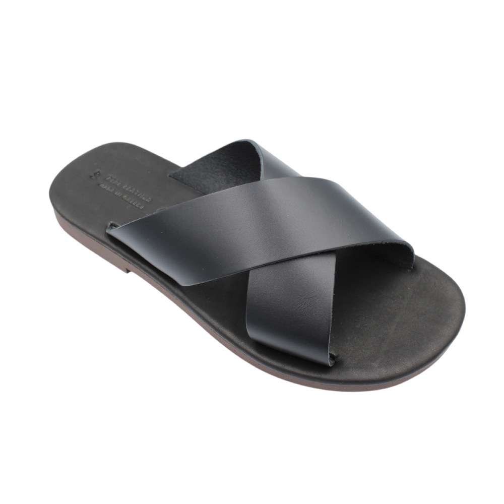 Men’s leather sandals in black color  with a soft leather insole - 5