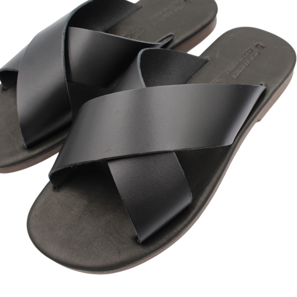 Men’s leather sandals in black color  with a soft leather insole - 4