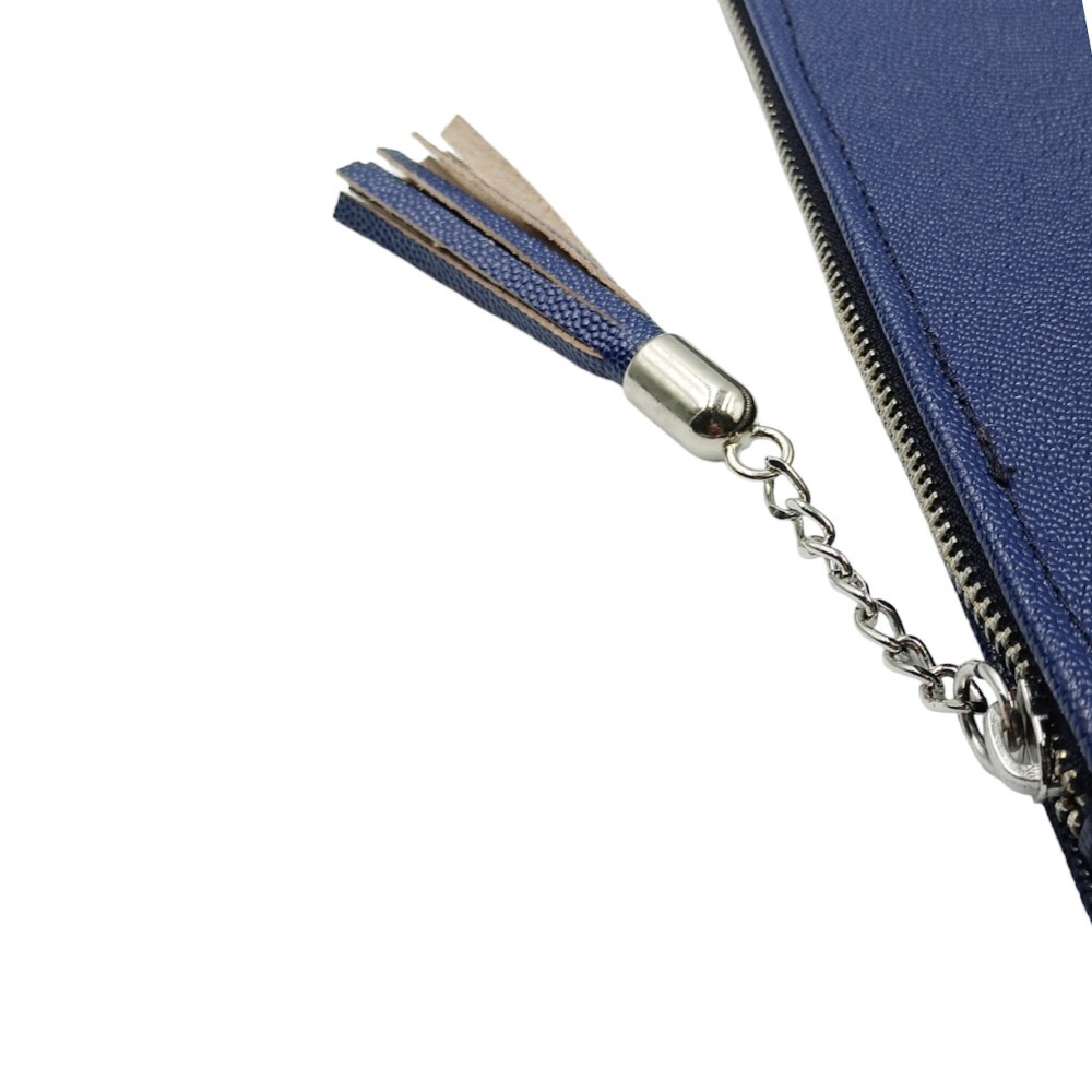 Leather wristlet bag in blue color - Kallia - 3