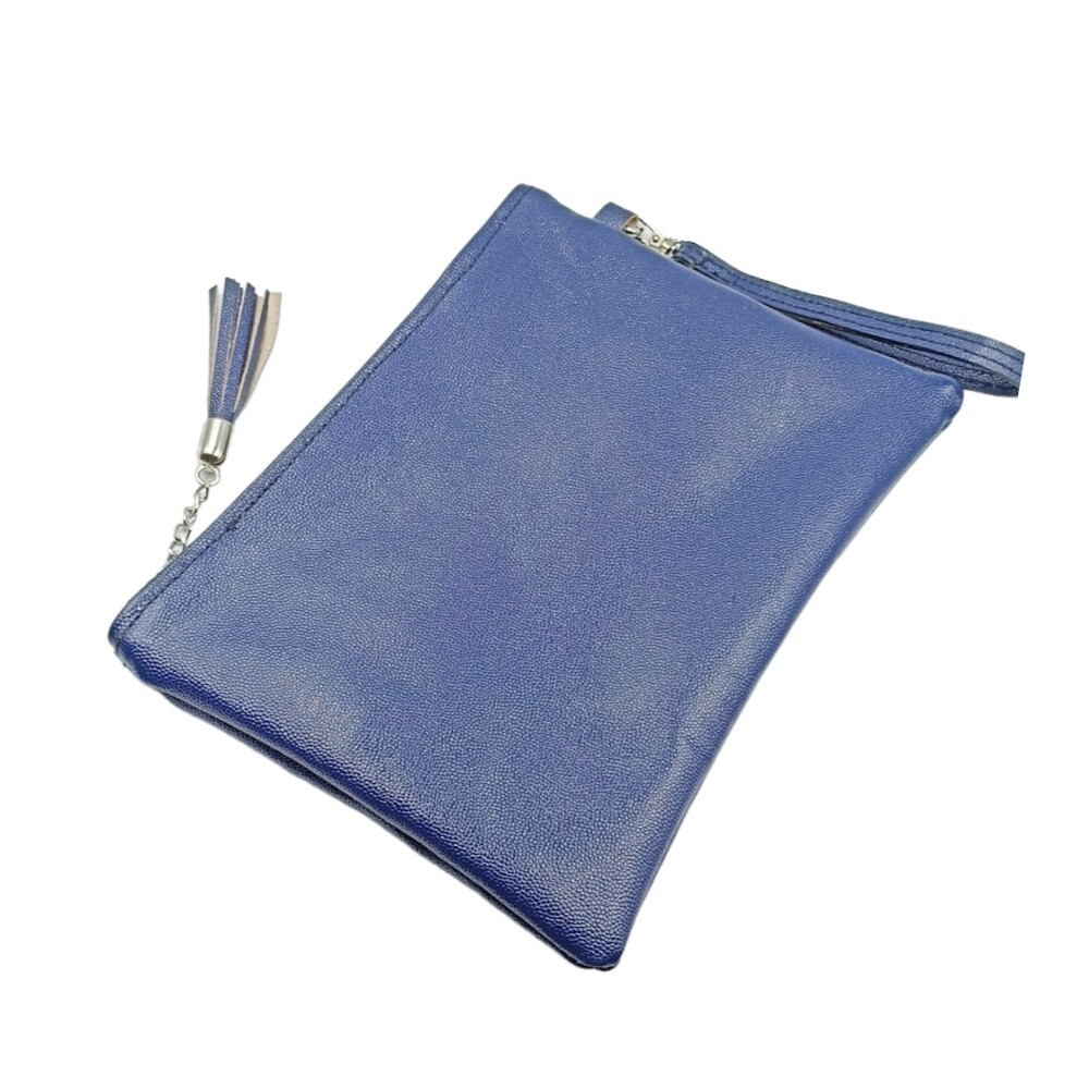 Leather wristlet bag in blue color - Kallia - 2