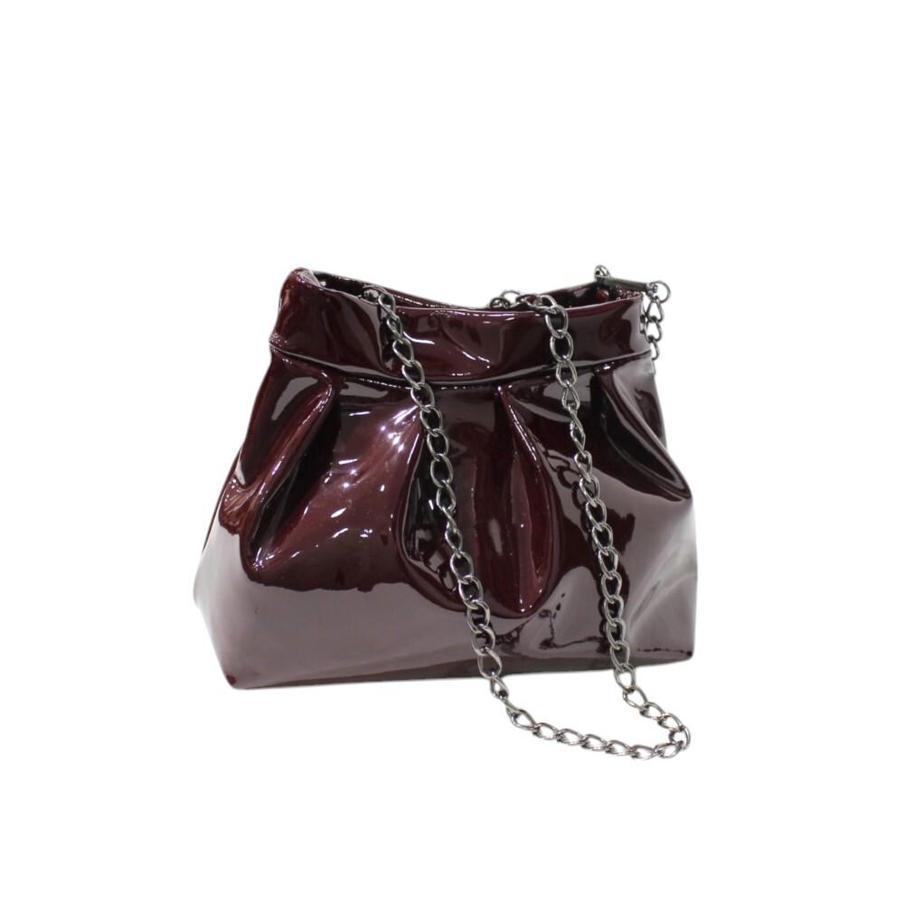 Burgundy leather pleated bag - Danae - Burgundy