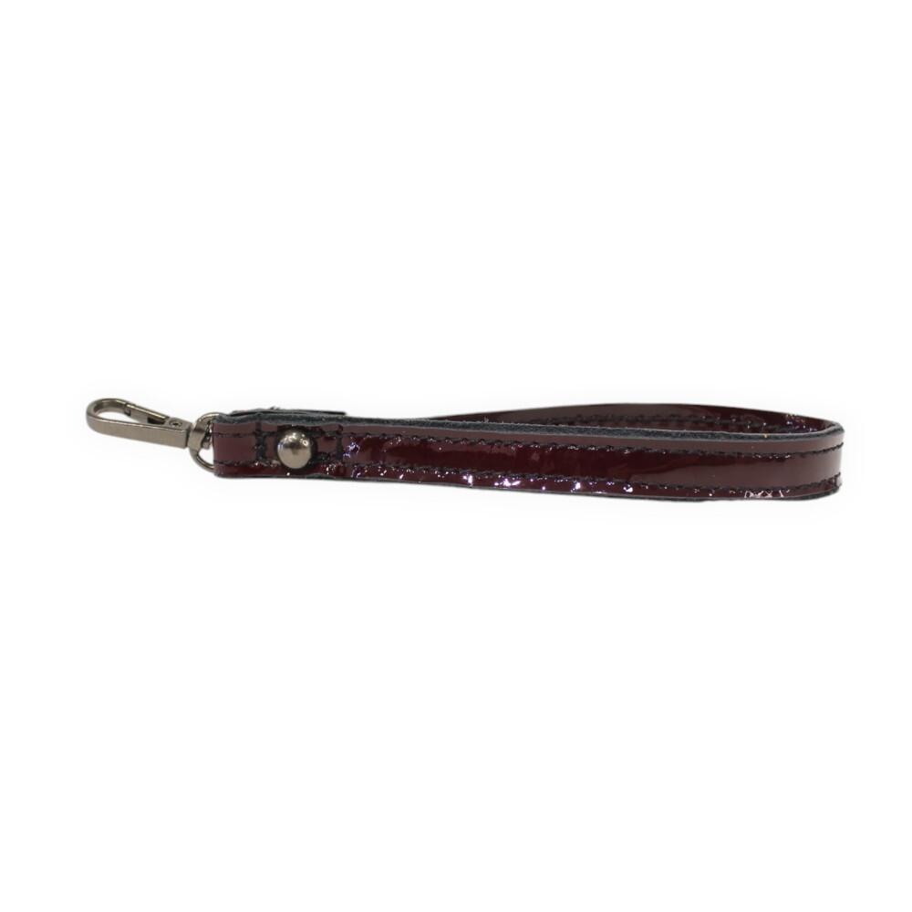 Leather patent wristlet clutch in burgundy color - Kallia - 5