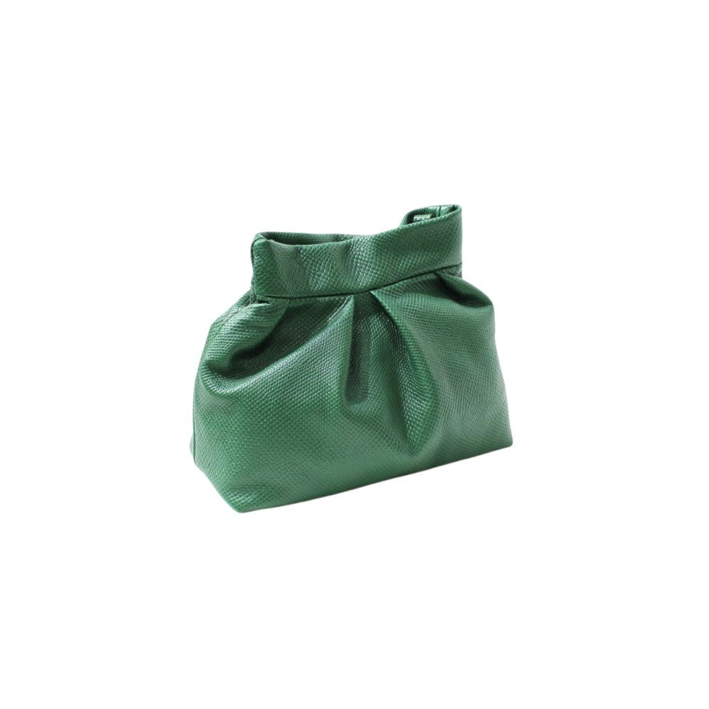 Handmade leather bag with pleats in green color - Danae - 2