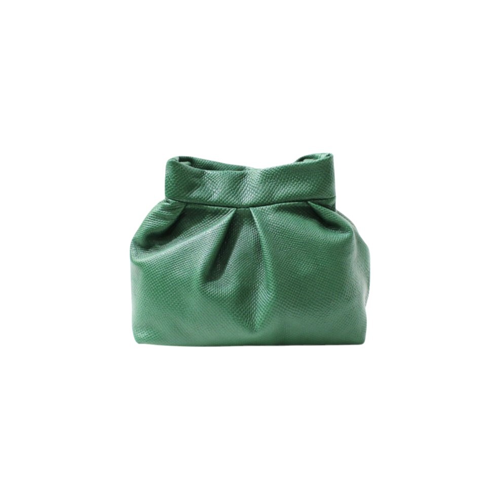 Handmade leather bag with pleats in green color - Danae - 3