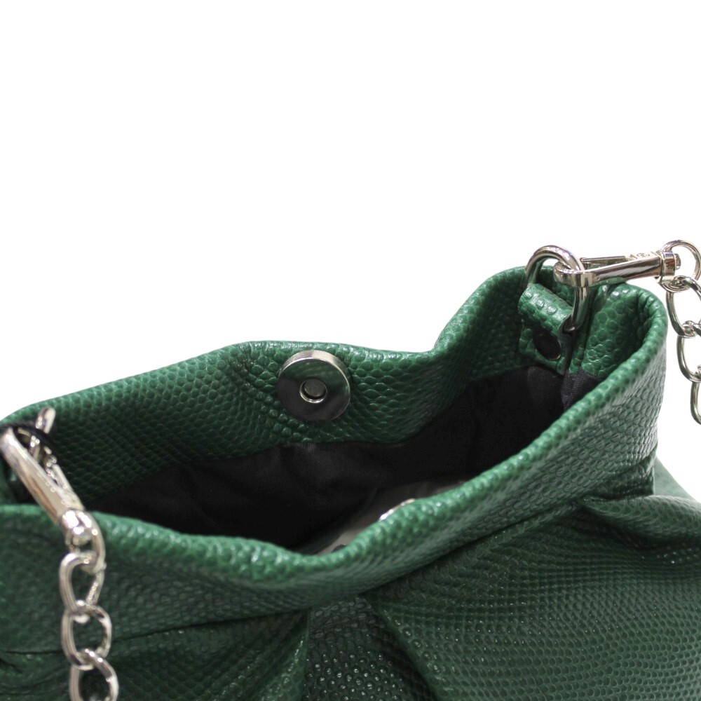 Handmade leather bag with pleats in green color - Danae - 5