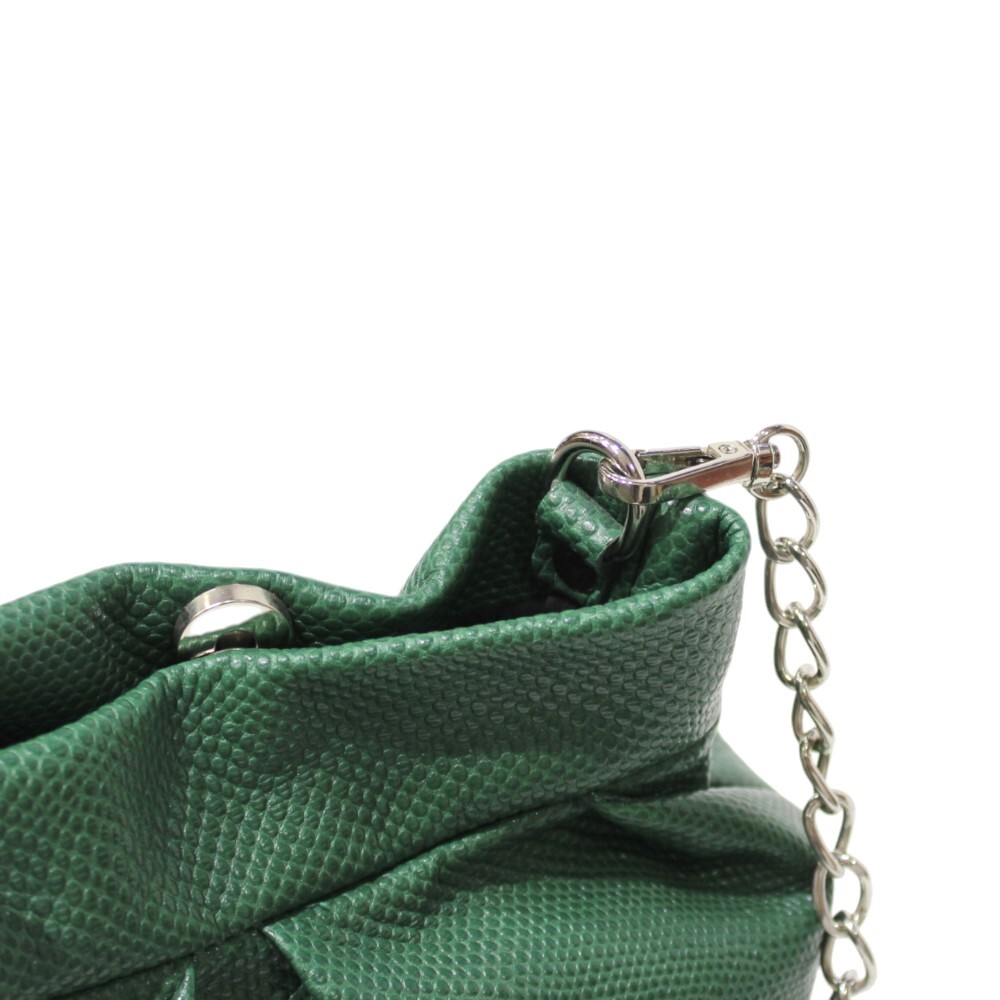 Handmade leather bag with pleats in green color - Danae - 4