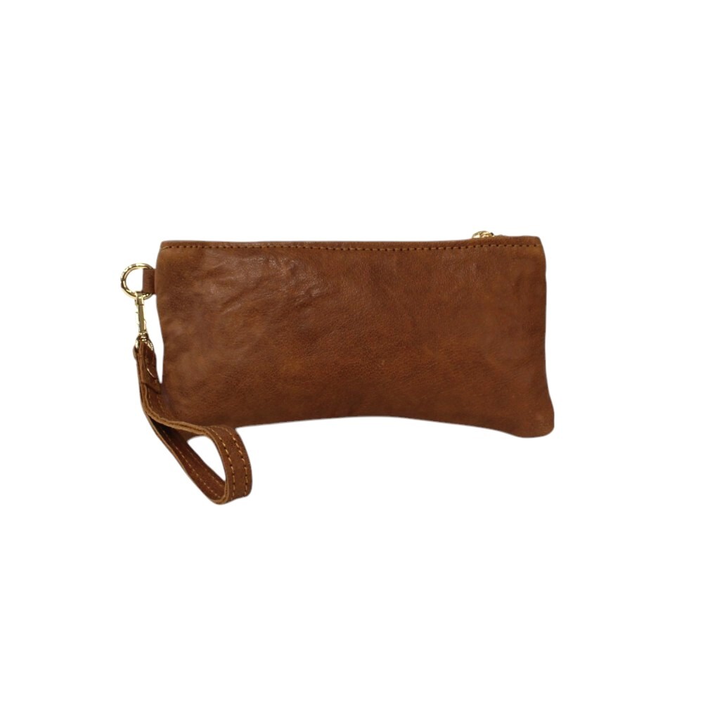 Leather wristlet bag in brown color - Zoe - 2