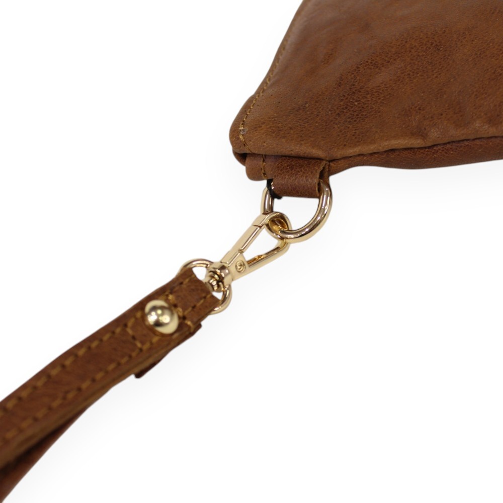 Leather wristlet bag in brown color - Zoe - 4