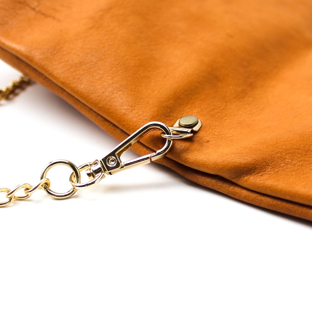 Leather foldable envelope clutch in tan color - Sappho - 5