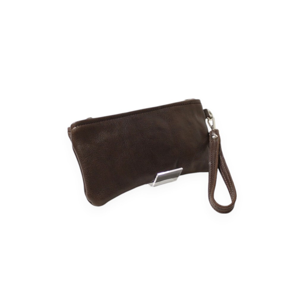 Leather wristlet bag in brown color - Zoe - 2