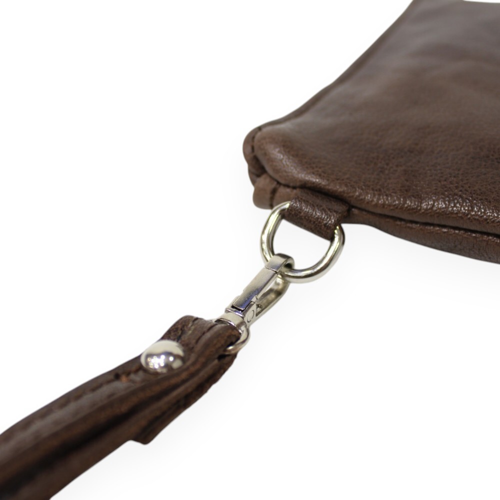 Leather wristlet bag in brown color - Zoe - 4