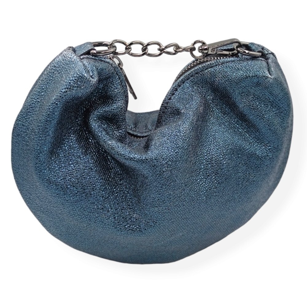 Handmade leather clutch in a glossy green color - Selini - Green