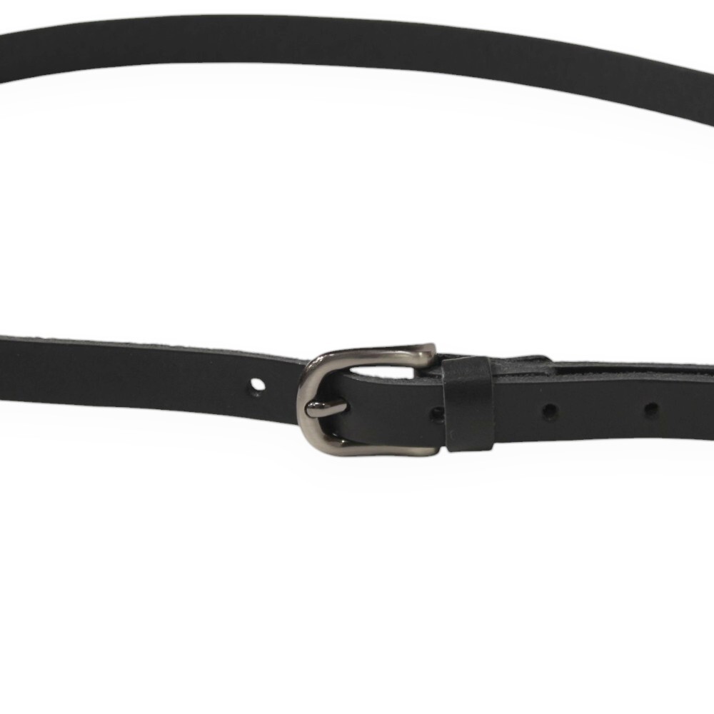 Leather belt with metal buckle in black color - 3