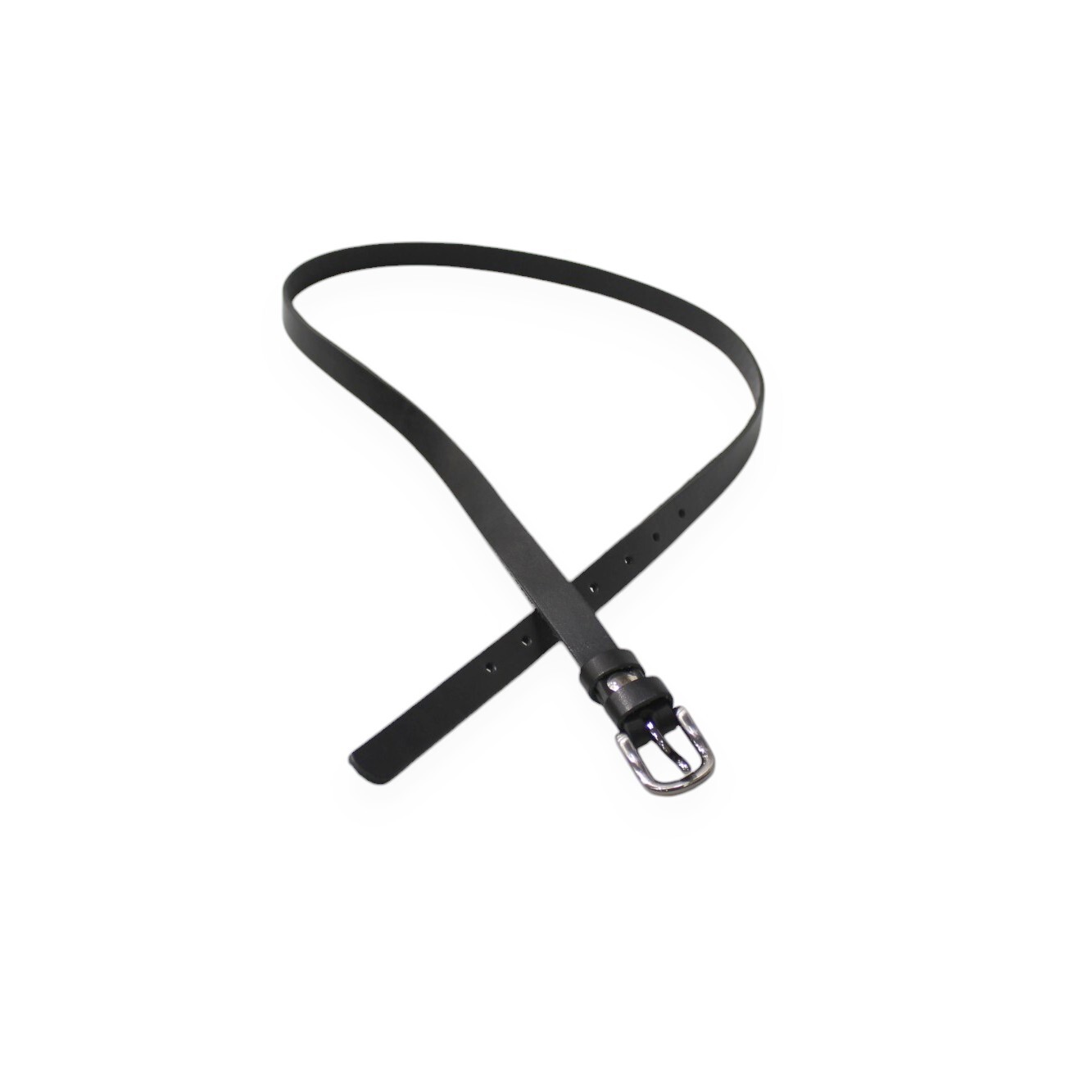 Leather belt with metal buckle in black color - 2