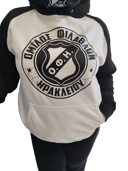 HOODIE ΑΣΠΡΟ-ΜΑΥΡΟ <<ΣΦΡΑΓΙΔΑ>> - Large