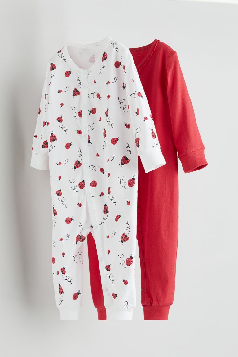 Βαμβακερές πιτζάμες με μοτίβο (2 τμχ.) - Κόκκινο -Λευκό